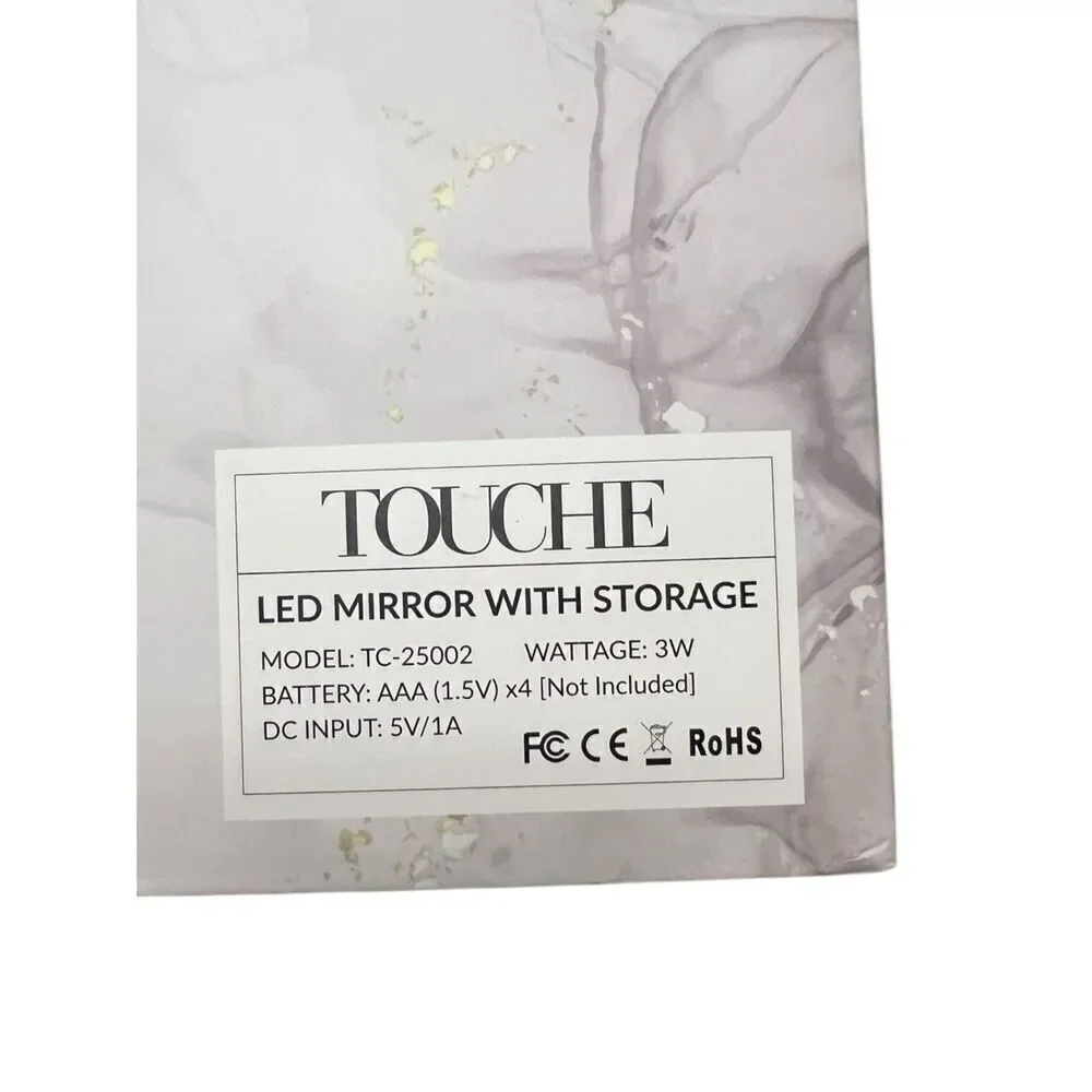 Touche LED Mirror with Storage Sleek Design Makeup‎ Vanity Foldable Mirror NEW